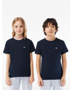 Camiseta em jérsie de algodão liso Lacoste marinho