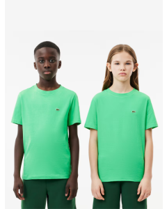 Camiseta em jérsei de algodão liso Lacoste Verde