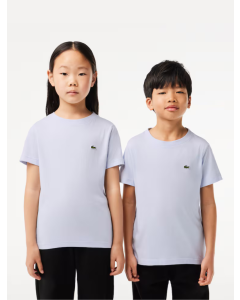 Camiseta em jérsei de algodão liso Lacoste azul