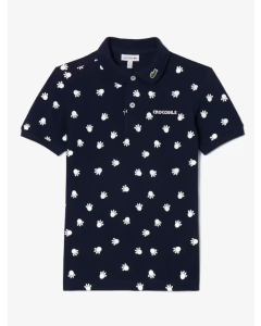  Camiseta Polo de Algodão Estampada crocos Lacoste Azul