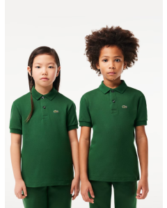 Camisa Polo Infantil Lacoste em Petit piquet verde militar