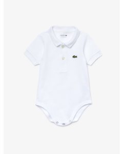  Body infantil em piqué de algodão Lacoste branco