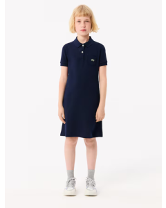 Vestido Godê Infantil em Minipiquet Sólido de Algodão Lacoste marinho