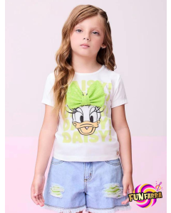  Blusa Off White com Estampa Daisy Duck Momi