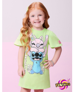 Vestido stitch e angel Momi verde soft