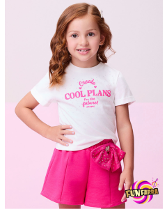 Conjunto blusa e shorts Momi perola e rosa