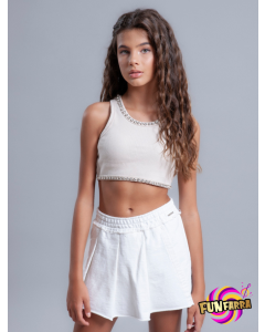 Saia shorts moletom pregas Perfumaria off white