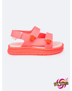 Sandália Papete Infantil Pampili Petit Velcro Triplo Coral Start