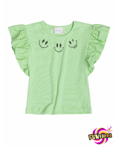 Blusa smile com babadinhos verde apple mint Momi