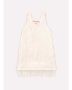 VESTIDO TRICOT PONTO CROCHET OFF WHITE PITUCHINHUS