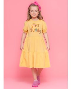 VESTIDO MALHA BABADOS STAY SUNNY AMARELO PITUCHINHUS