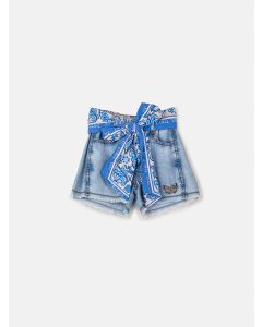 Shorts com faixa laço Animê jeans