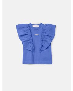 Blusa com babados Animê azul realeza