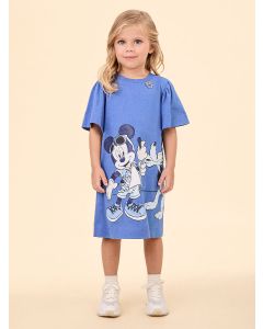 Vestido mickey e amigos Animê azul realeza